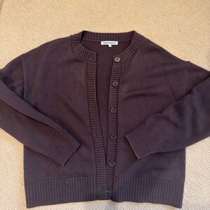 Reformation Women's brown Crewneck Button Cardigan Sweater set